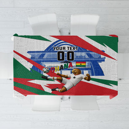 Personalized Ghana Soccer Eagle Tablecloth Ghana Flag Kente - Black Stars Football Stadium Graphic
