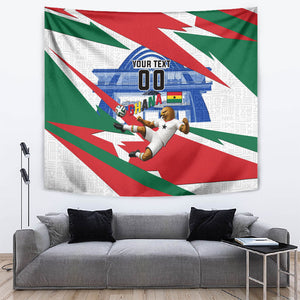 Personalized Ghana Soccer Eagle Tapestry Ghana Flag Kente - Black Stars Football Stadium Graphic