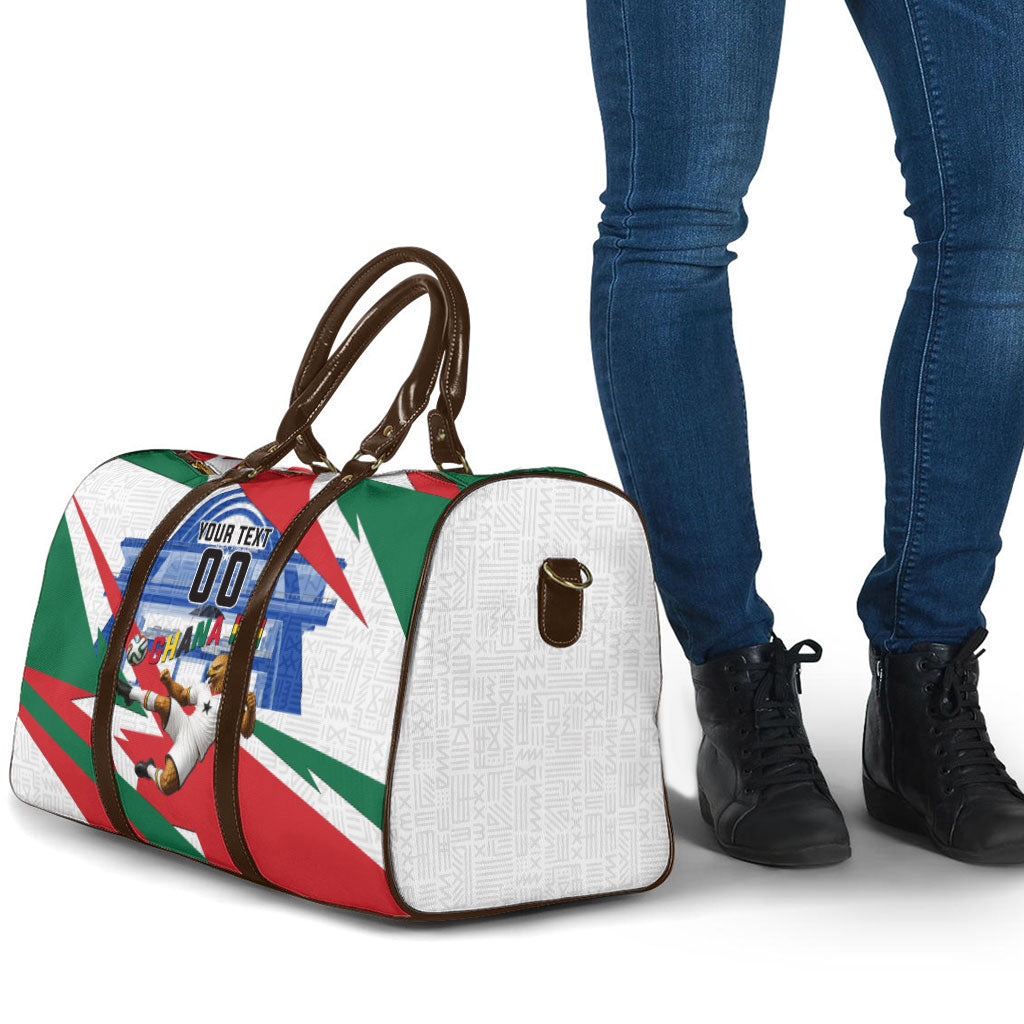 Personalized Ghana Soccer Eagle Travel Bag Ghana Flag Kente - Black Stars Football Stadium Graphic