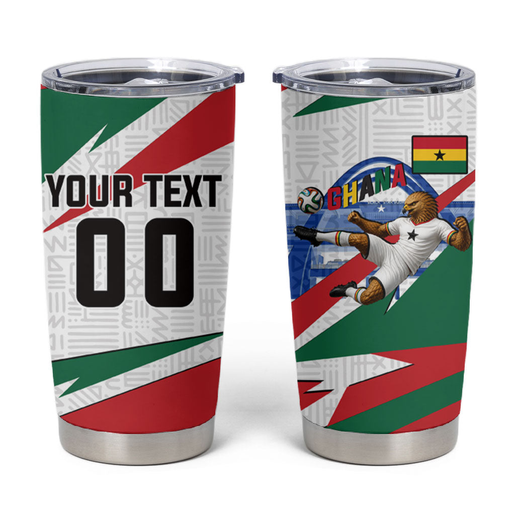 Personalized Ghana Soccer Eagle Tumbler Cup Ghana Flag Kente - Black Stars Football Stadium Graphic