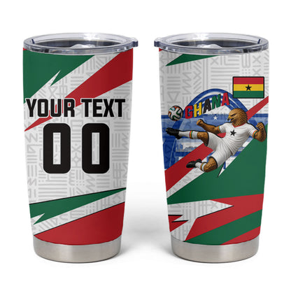 Personalized Ghana Soccer Eagle Tumbler Cup Ghana Flag Kente - Black Stars Football Stadium Graphic