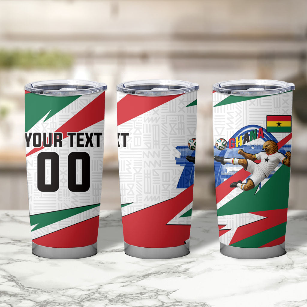 Personalized Ghana Soccer Eagle Tumbler Cup Ghana Flag Kente - Black Stars Football Stadium Graphic