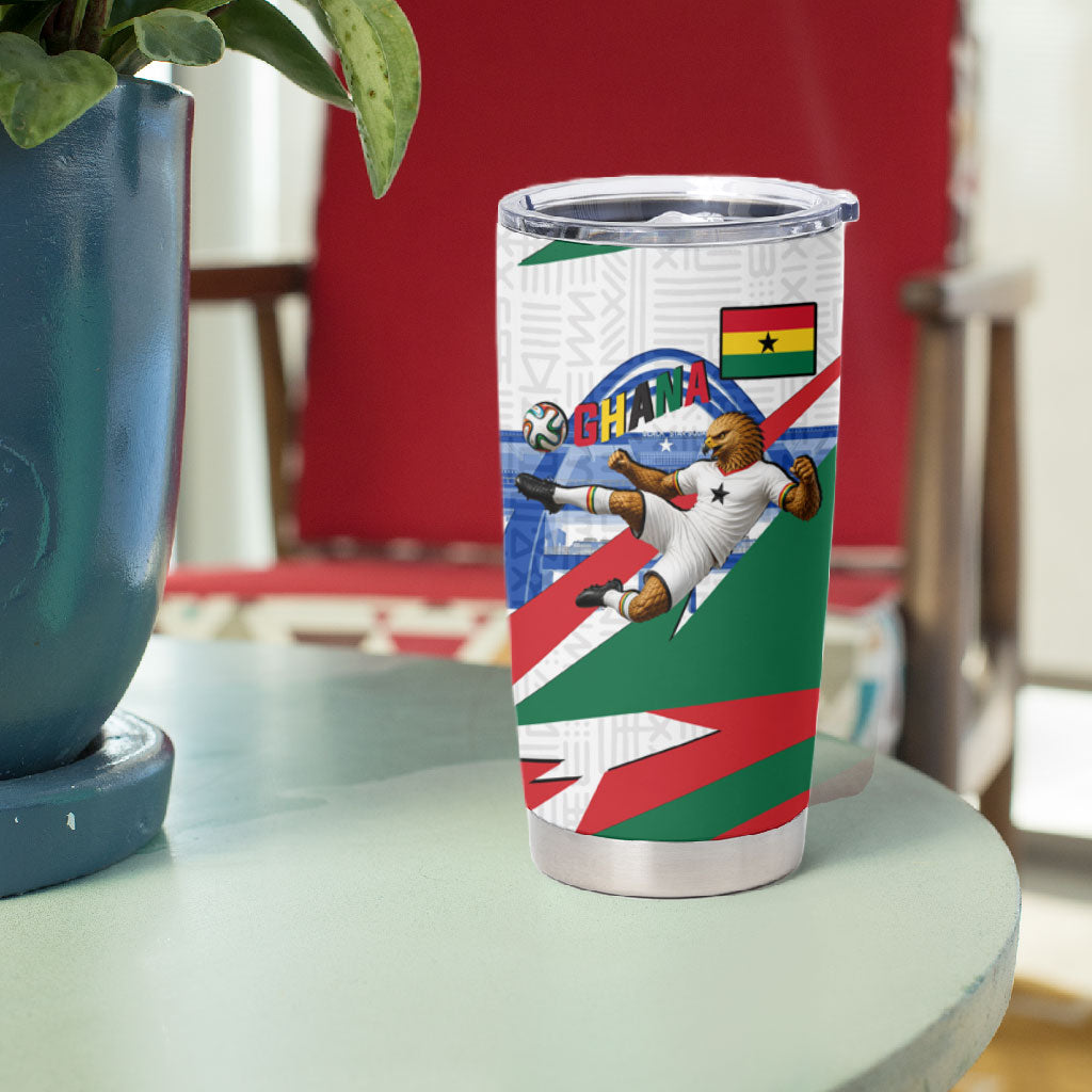 Personalized Ghana Soccer Eagle Tumbler Cup Ghana Flag Kente - Black Stars Football Stadium Graphic
