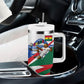 Personalized Ghana Soccer Eagle Tumbler With Handle Ghana Flag Kente - Black Stars Football Stadium Graphic