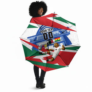Personalized Ghana Soccer Eagle Umbrella Ghana Flag Kente - Black Stars Football Stadium Graphic
