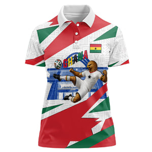Personalized Ghana Soccer Eagle Women Polo Shirt Ghana Flag Kente - Black Stars Football Stadium Graphic