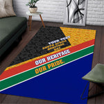 Personalized South Africa Heritage Day Area Rug One Nation Many Stories Geometric Flag Pattern