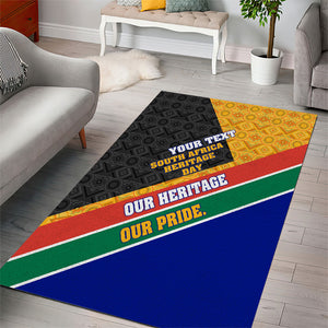 Personalized South Africa Heritage Day Area Rug One Nation Many Stories Geometric Flag Pattern