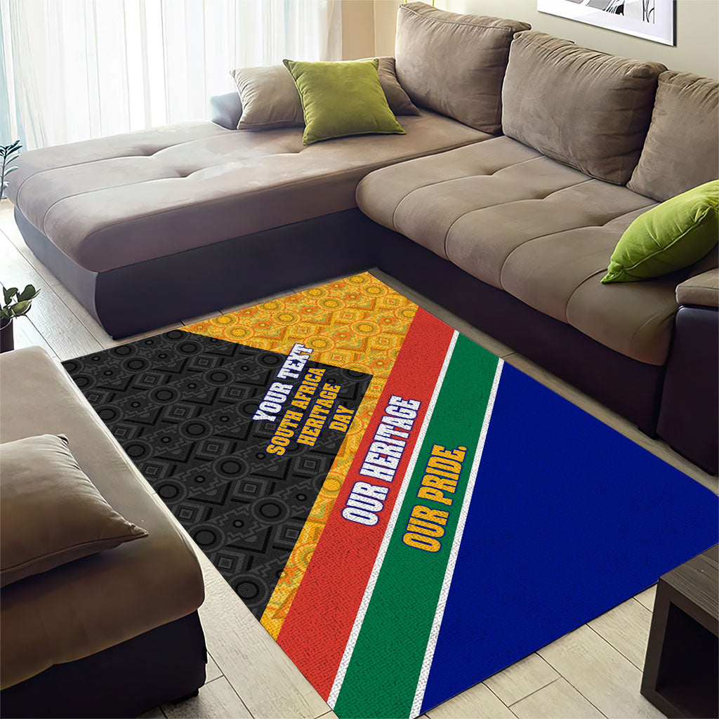 Personalized South Africa Heritage Day Area Rug One Nation Many Stories Geometric Flag Pattern