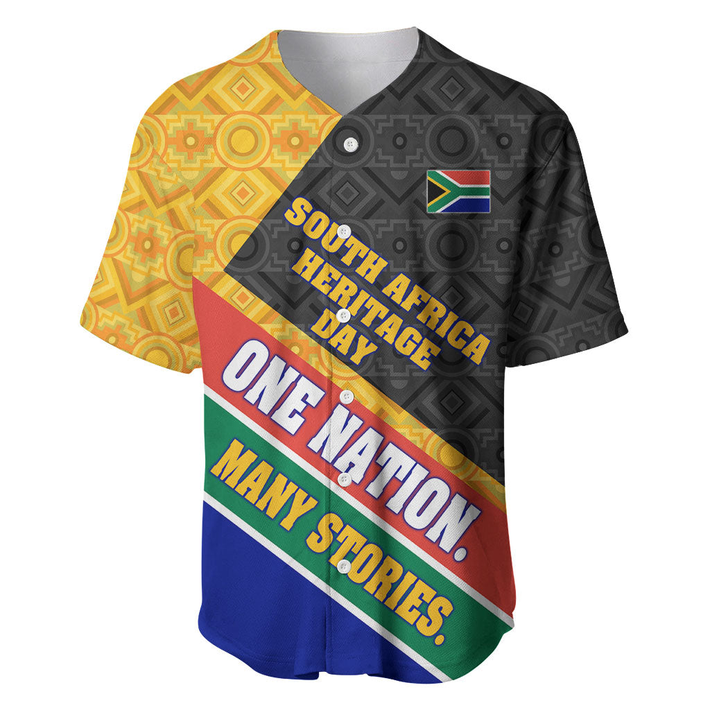Personalized South Africa Heritage Day Baseball Jersey One Nation Many Stories Geometric Flag Pattern