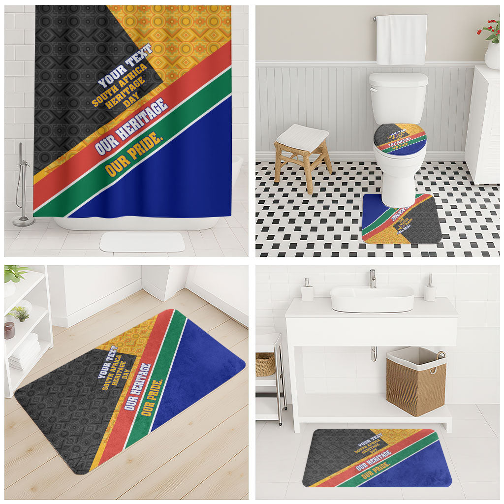 Personalized South Africa Heritage Day Bathroom Set One Nation Many Stories Geometric Flag Pattern
