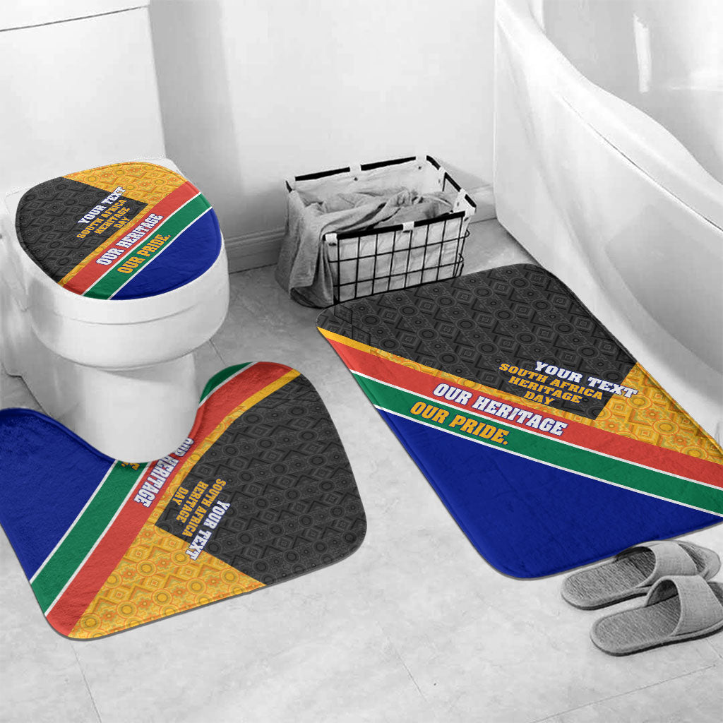 Personalized South Africa Heritage Day Bathroom Set One Nation Many Stories Geometric Flag Pattern