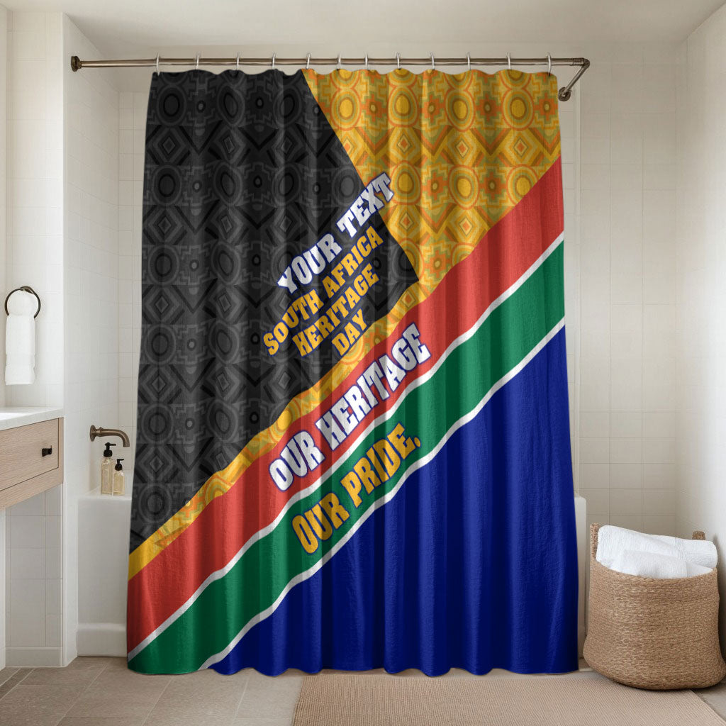 Personalized South Africa Heritage Day Bathroom Set One Nation Many Stories Geometric Flag Pattern