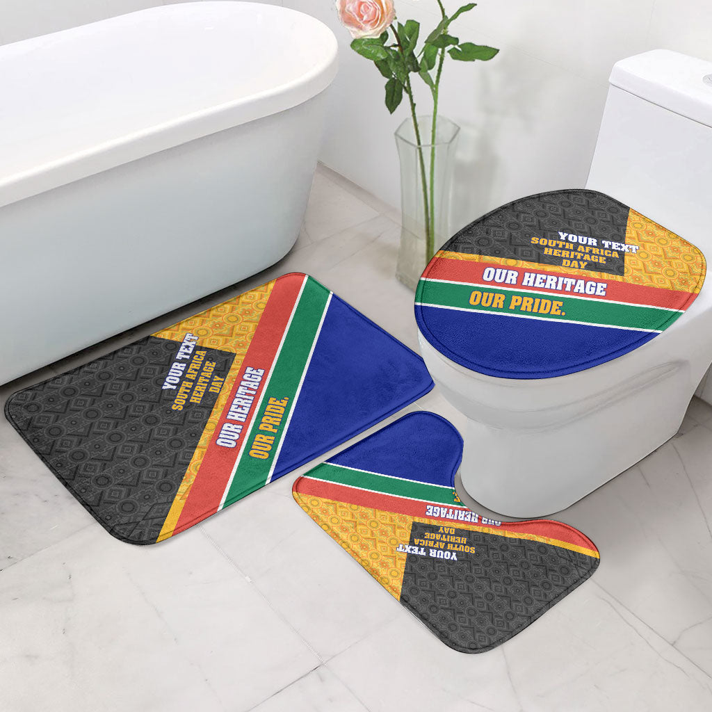 Personalized South Africa Heritage Day Bathroom Set One Nation Many Stories Geometric Flag Pattern