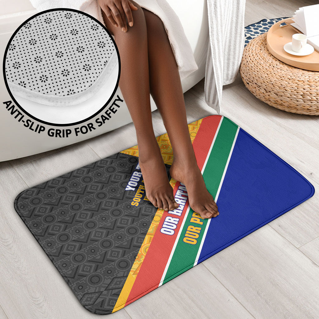 Personalized South Africa Heritage Day Bathroom Set One Nation Many Stories Geometric Flag Pattern