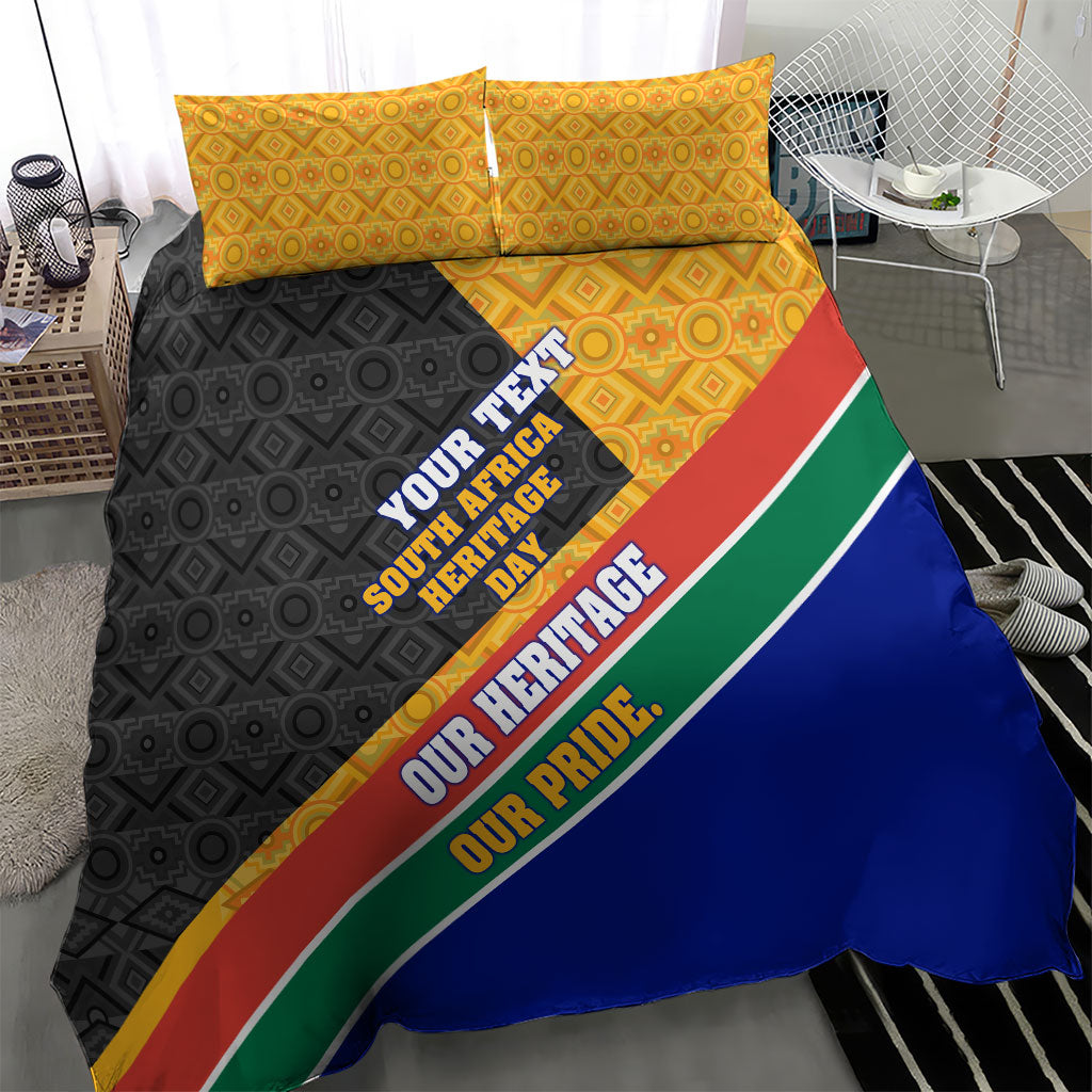 Personalized South Africa Heritage Day Bedding Set One Nation Many Stories Geometric Flag Pattern