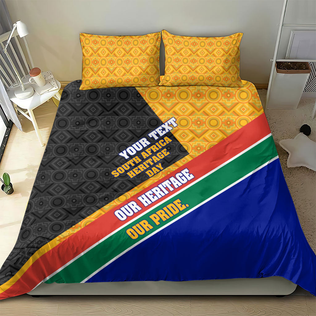 Personalized South Africa Heritage Day Bedding Set One Nation Many Stories Geometric Flag Pattern