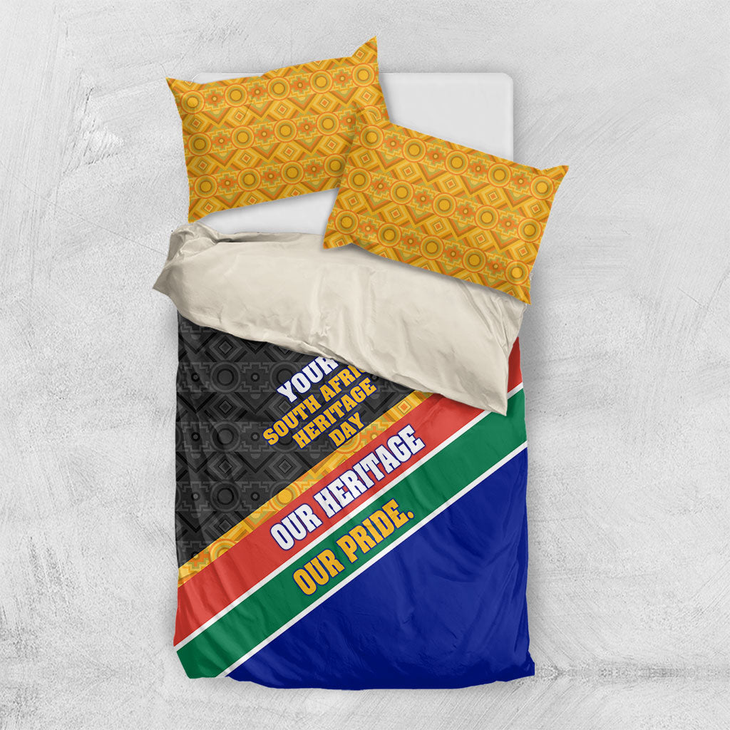 Personalized South Africa Heritage Day Bedding Set One Nation Many Stories Geometric Flag Pattern