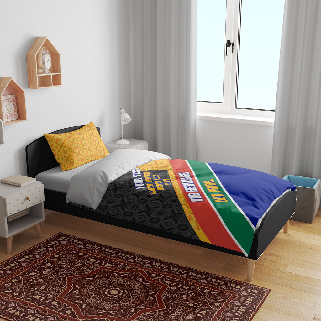 Personalized South Africa Heritage Day Bedding Set One Nation Many Stories Geometric Flag Pattern
