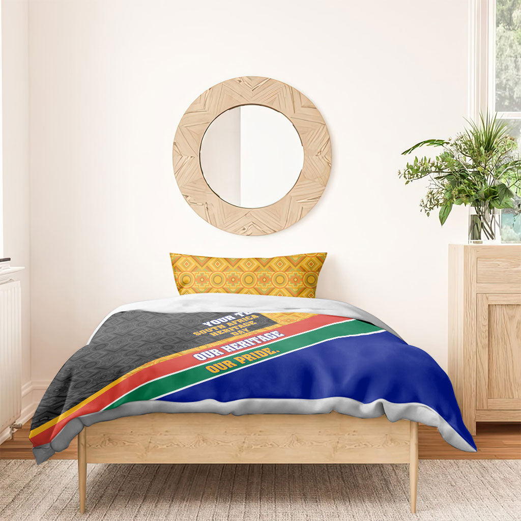 Personalized South Africa Heritage Day Bedding Set One Nation Many Stories Geometric Flag Pattern