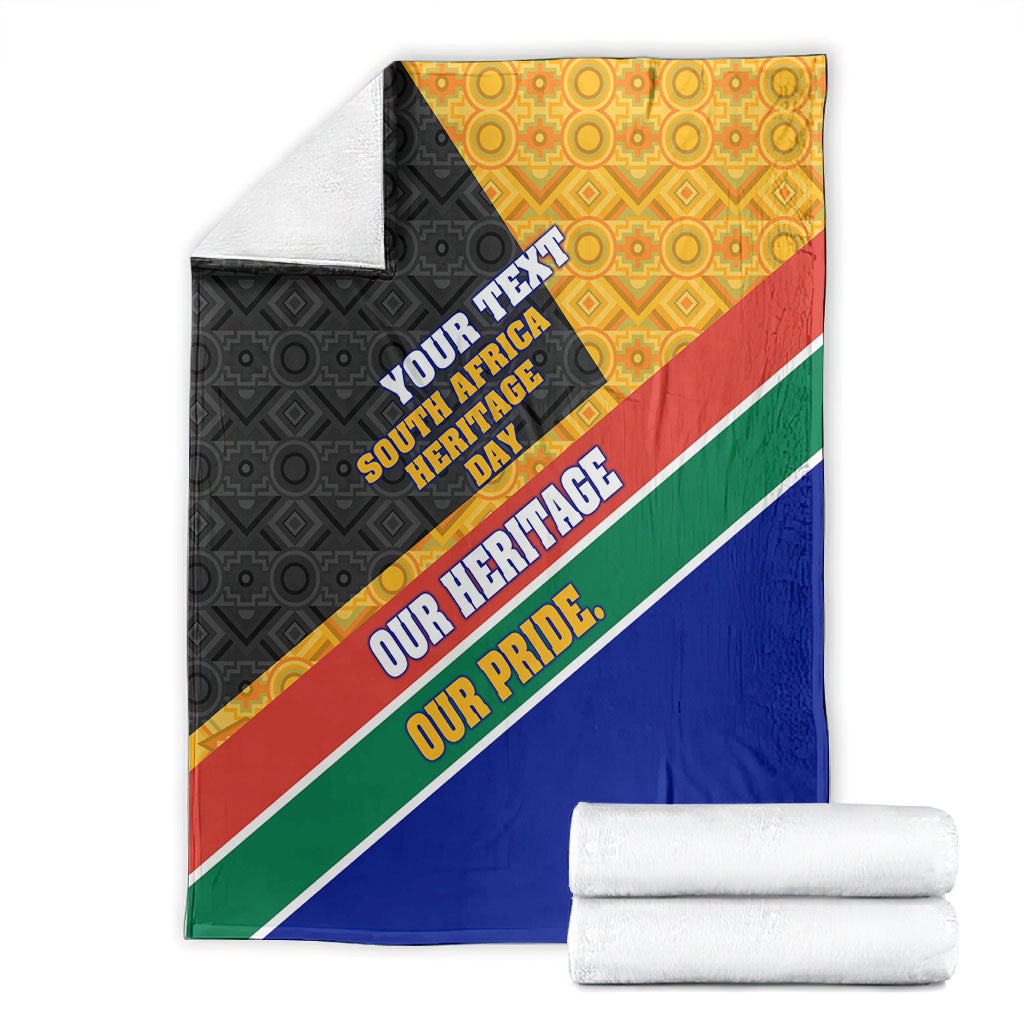 Personalized South Africa Heritage Day Blanket One Nation Many Stories Geometric Flag Pattern
