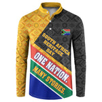 Personalized South Africa Heritage Day Button Sweatshirt One Nation Many Stories Geometric Flag Pattern