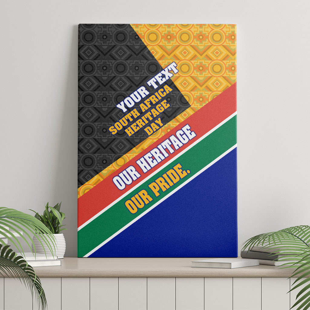 Personalized South Africa Heritage Day Canvas Wall Art One Nation Many Stories Geometric Flag Pattern
