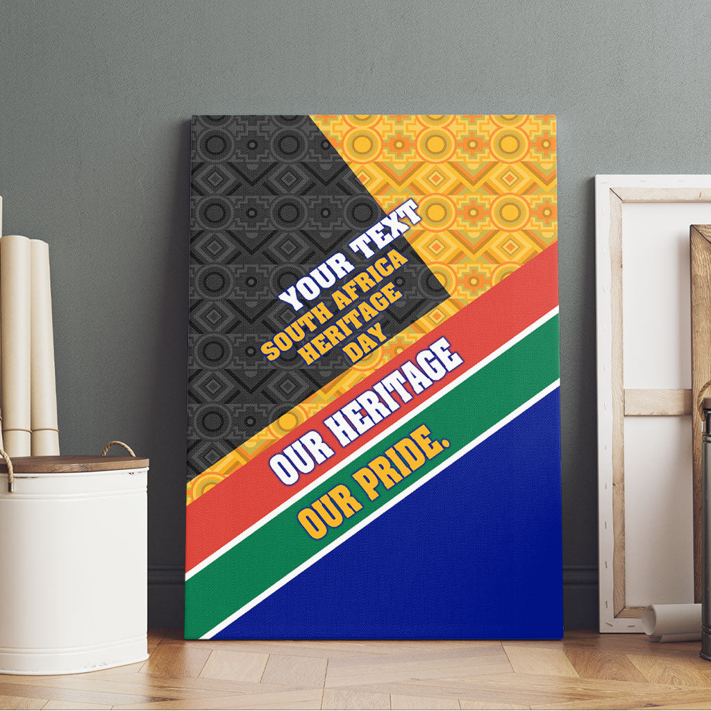 Personalized South Africa Heritage Day Canvas Wall Art One Nation Many Stories Geometric Flag Pattern