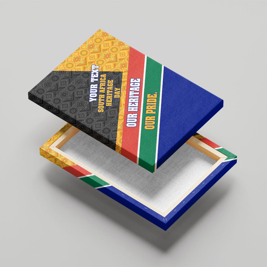 Personalized South Africa Heritage Day Canvas Wall Art One Nation Many Stories Geometric Flag Pattern