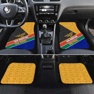 Personalized South Africa Heritage Day Car Mats One Nation Many Stories Geometric Flag Pattern