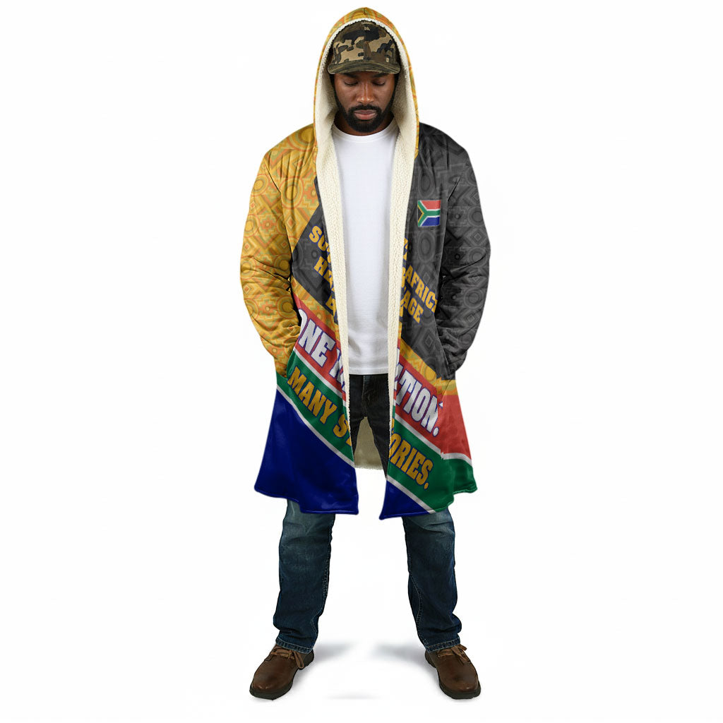 Personalized South Africa Heritage Day Cloak One Nation Many Stories Geometric Flag Pattern