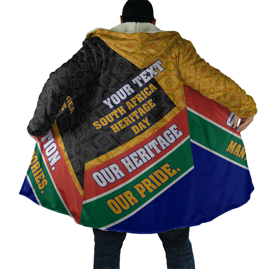 Personalized South Africa Heritage Day Cloak One Nation Many Stories Geometric Flag Pattern