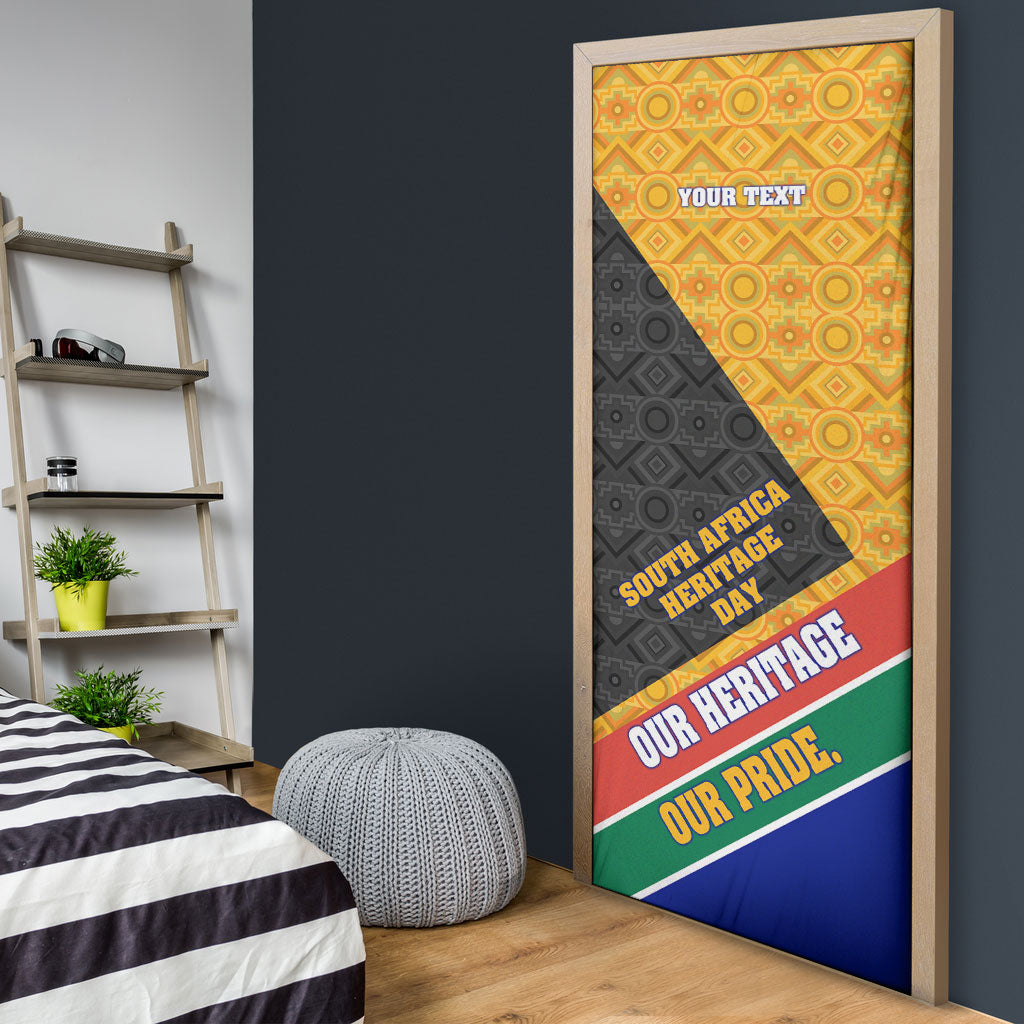 Personalized South Africa Heritage Day Door Cover One Nation Many Stories Geometric Flag Pattern