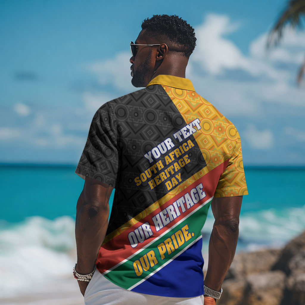Personalized South Africa Heritage Day Hawaiian Shirt One Nation Many Stories Geometric Flag Pattern