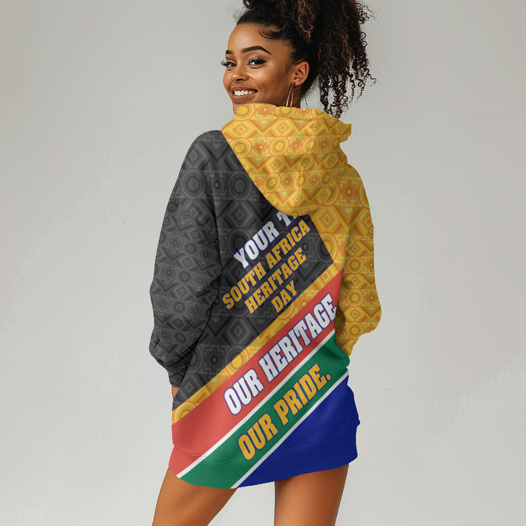 Personalized South Africa Heritage Day Hoodie Dress One Nation Many Stories Geometric Flag Pattern