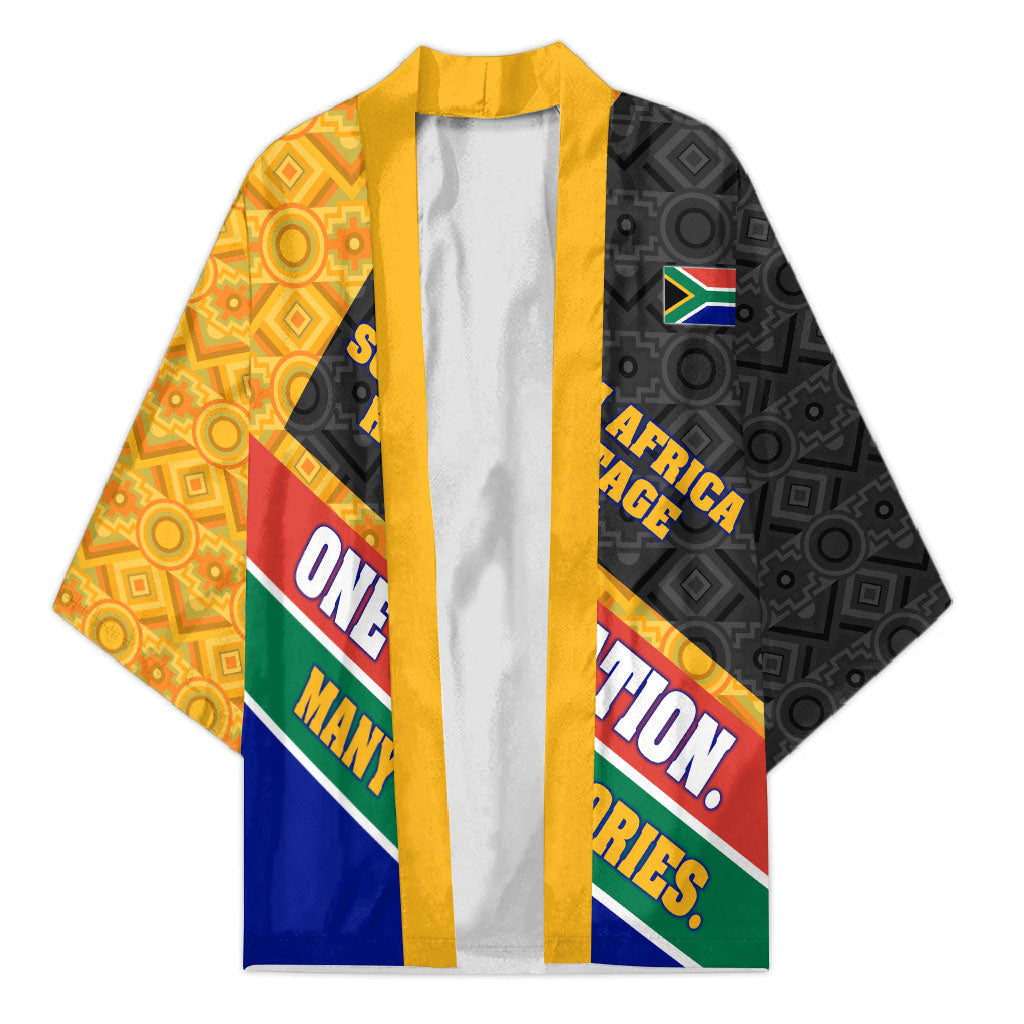 Personalized South Africa Heritage Day Kimono One Nation Many Stories Geometric Flag Pattern