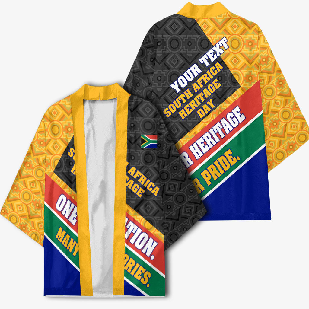 Personalized South Africa Heritage Day Kimono One Nation Many Stories Geometric Flag Pattern
