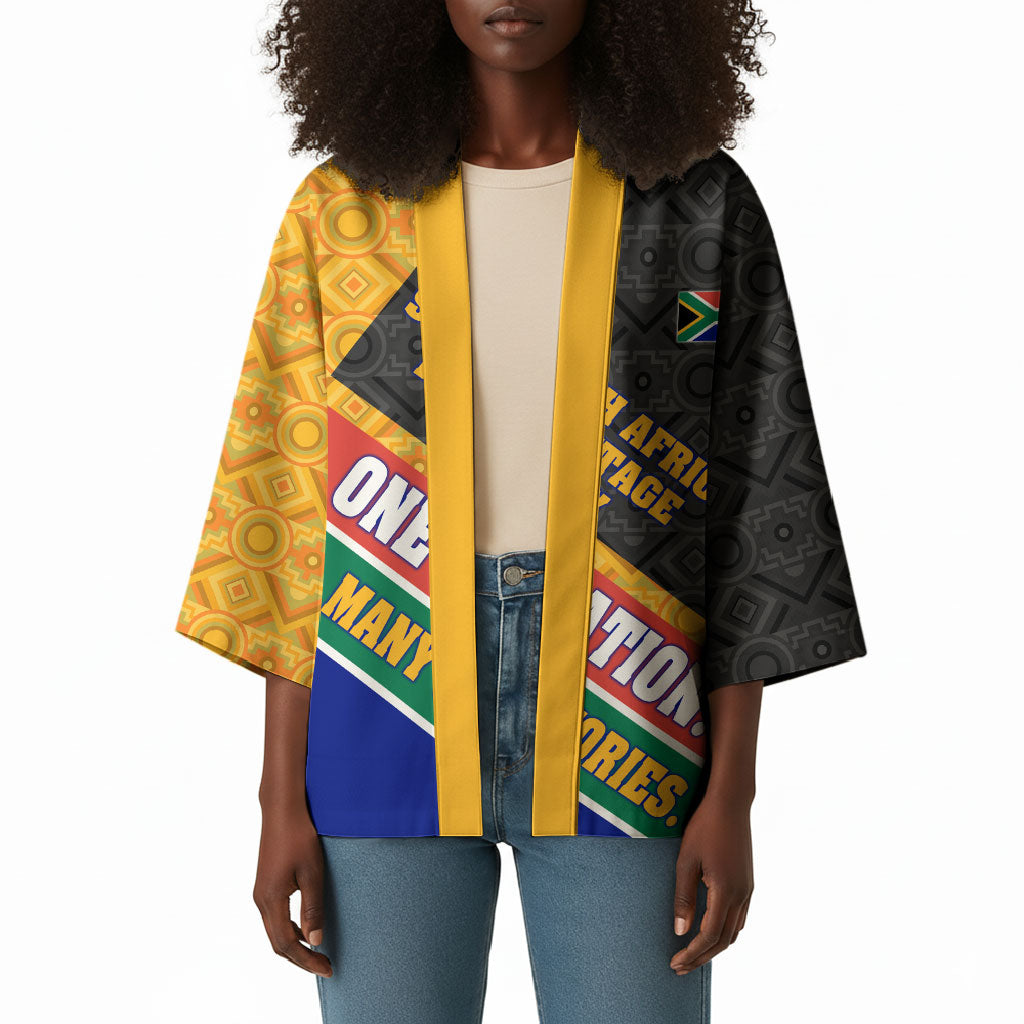 Personalized South Africa Heritage Day Kimono One Nation Many Stories Geometric Flag Pattern
