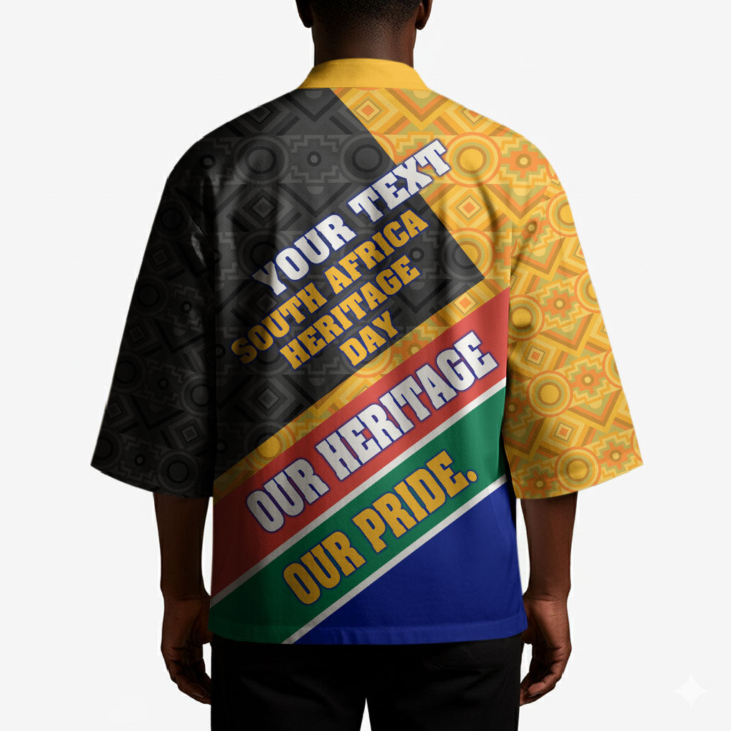 Personalized South Africa Heritage Day Kimono One Nation Many Stories Geometric Flag Pattern