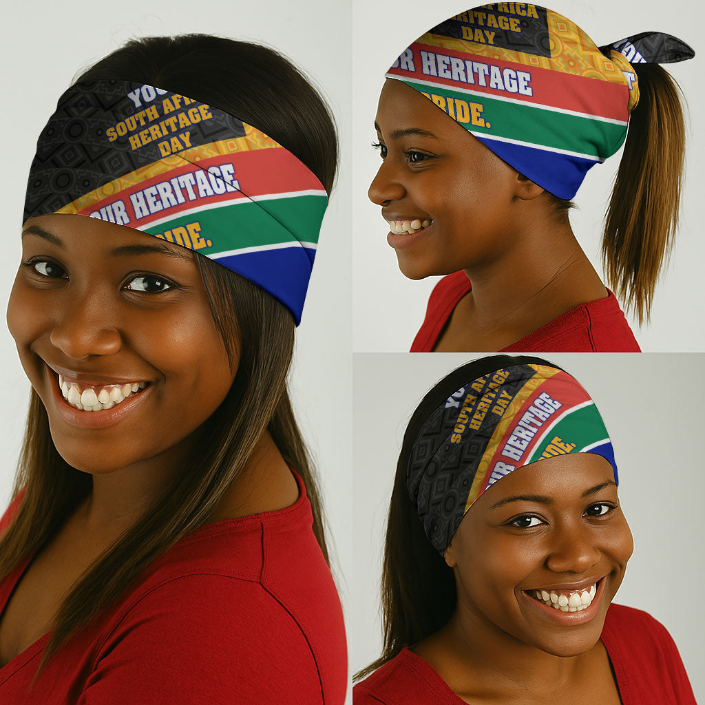 Personalized South Africa Heritage Day Neck Gaiter One Nation Many Stories Geometric Flag Pattern