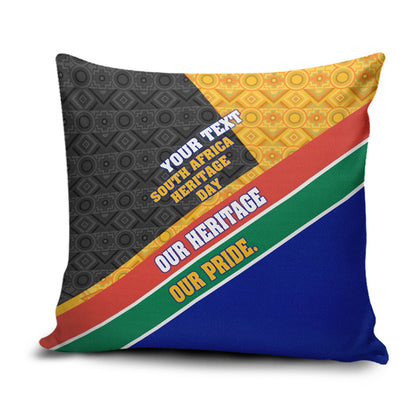 Personalized South Africa Heritage Day Pillow Cover One Nation Many Stories Geometric Flag Pattern