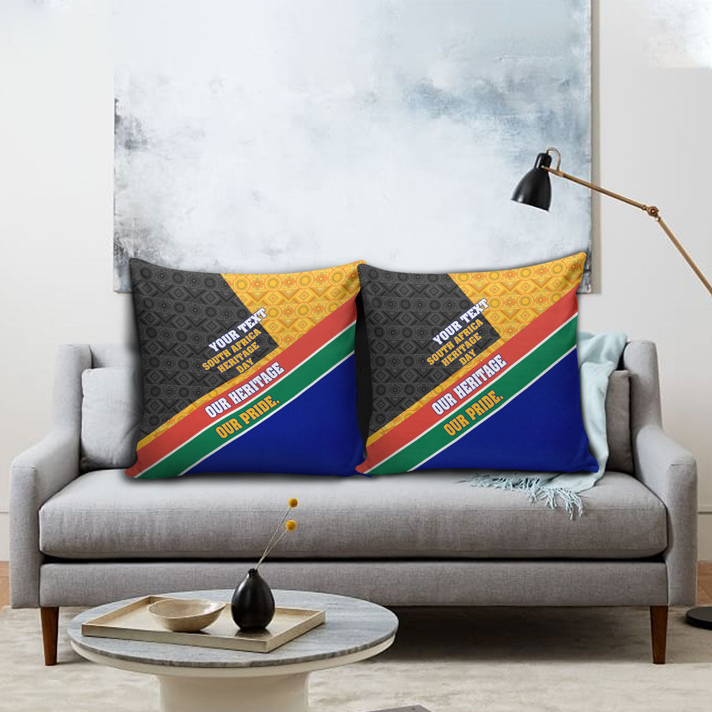 Personalized South Africa Heritage Day Pillow Cover One Nation Many Stories Geometric Flag Pattern