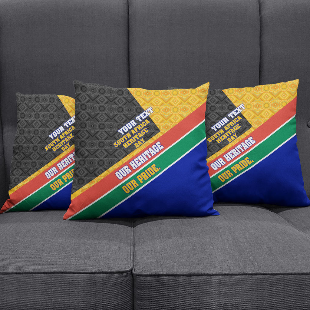 Personalized South Africa Heritage Day Pillow Cover One Nation Many Stories Geometric Flag Pattern