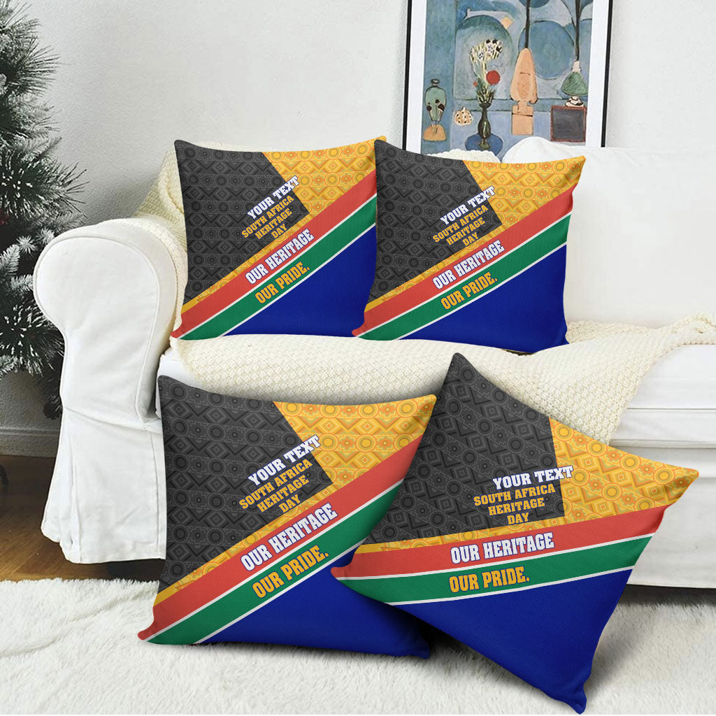 Personalized South Africa Heritage Day Pillow Cover One Nation Many Stories Geometric Flag Pattern