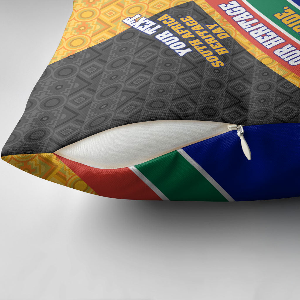 Personalized South Africa Heritage Day Pillow Cover One Nation Many Stories Geometric Flag Pattern