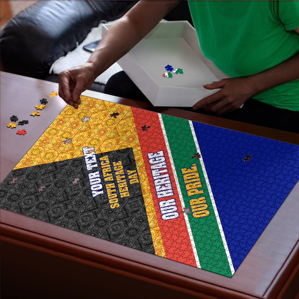Personalized South Africa Heritage Day Puzzle One Nation Many Stories Geometric Flag Pattern