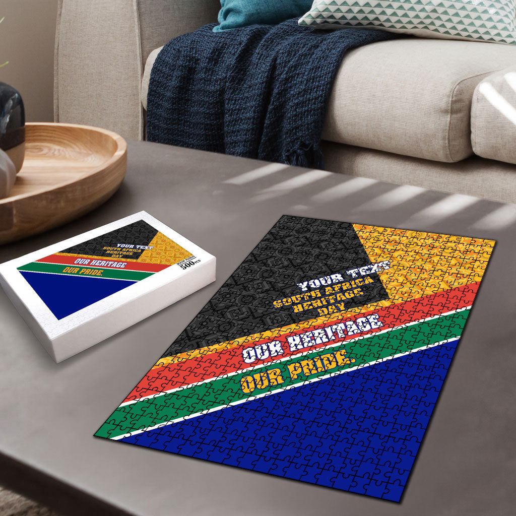 Personalized South Africa Heritage Day Puzzle One Nation Many Stories Geometric Flag Pattern
