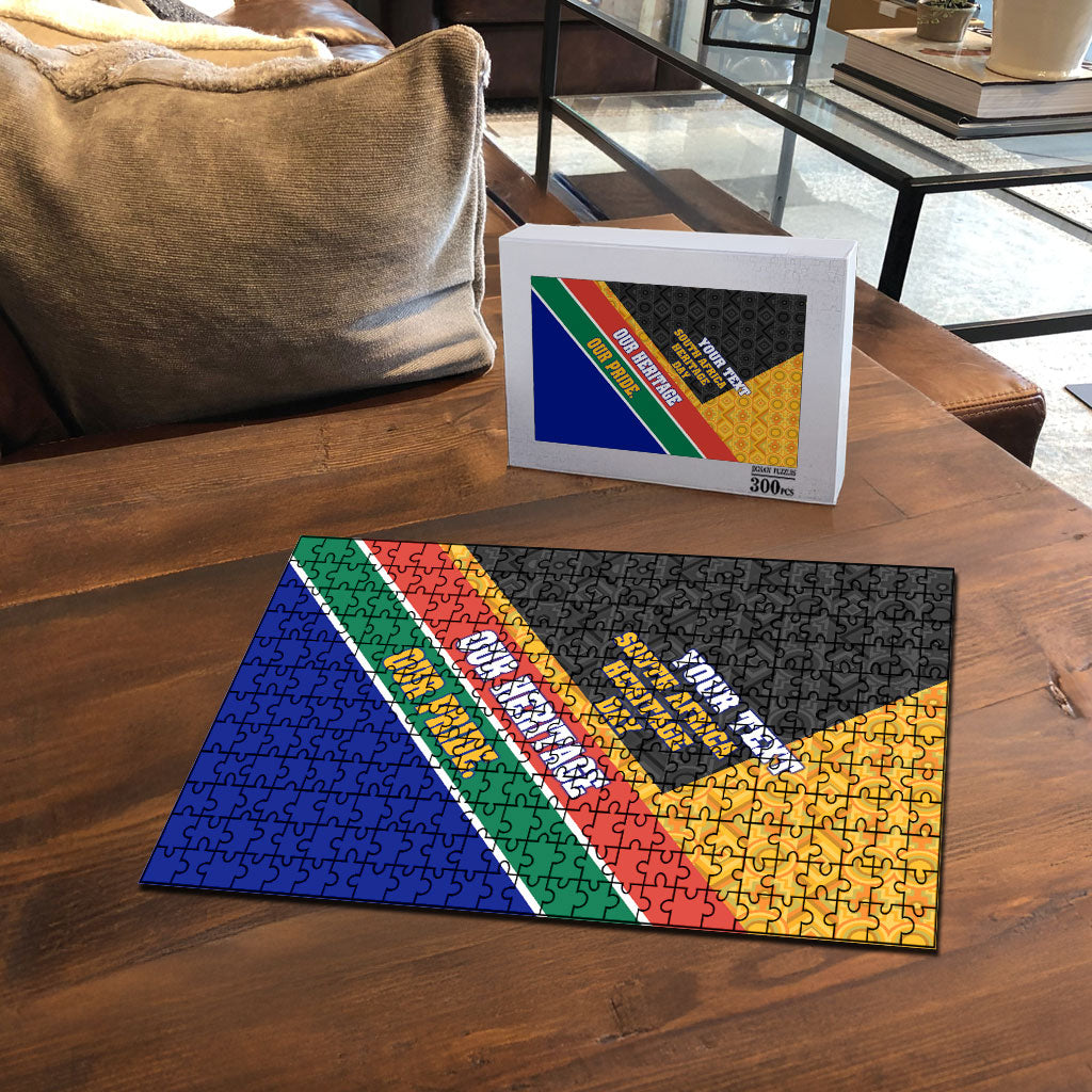 Personalized South Africa Heritage Day Puzzle One Nation Many Stories Geometric Flag Pattern