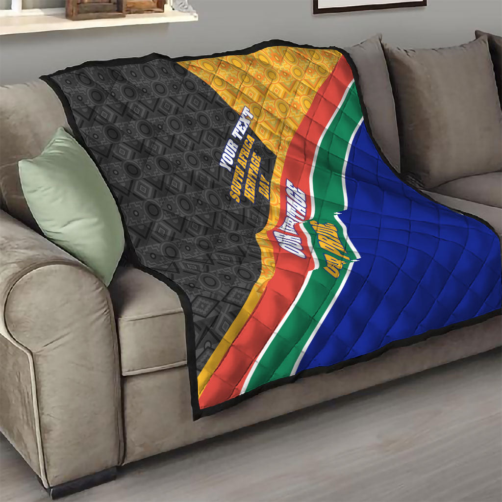 Personalized South Africa Heritage Day Quilt One Nation Many Stories Geometric Flag Pattern