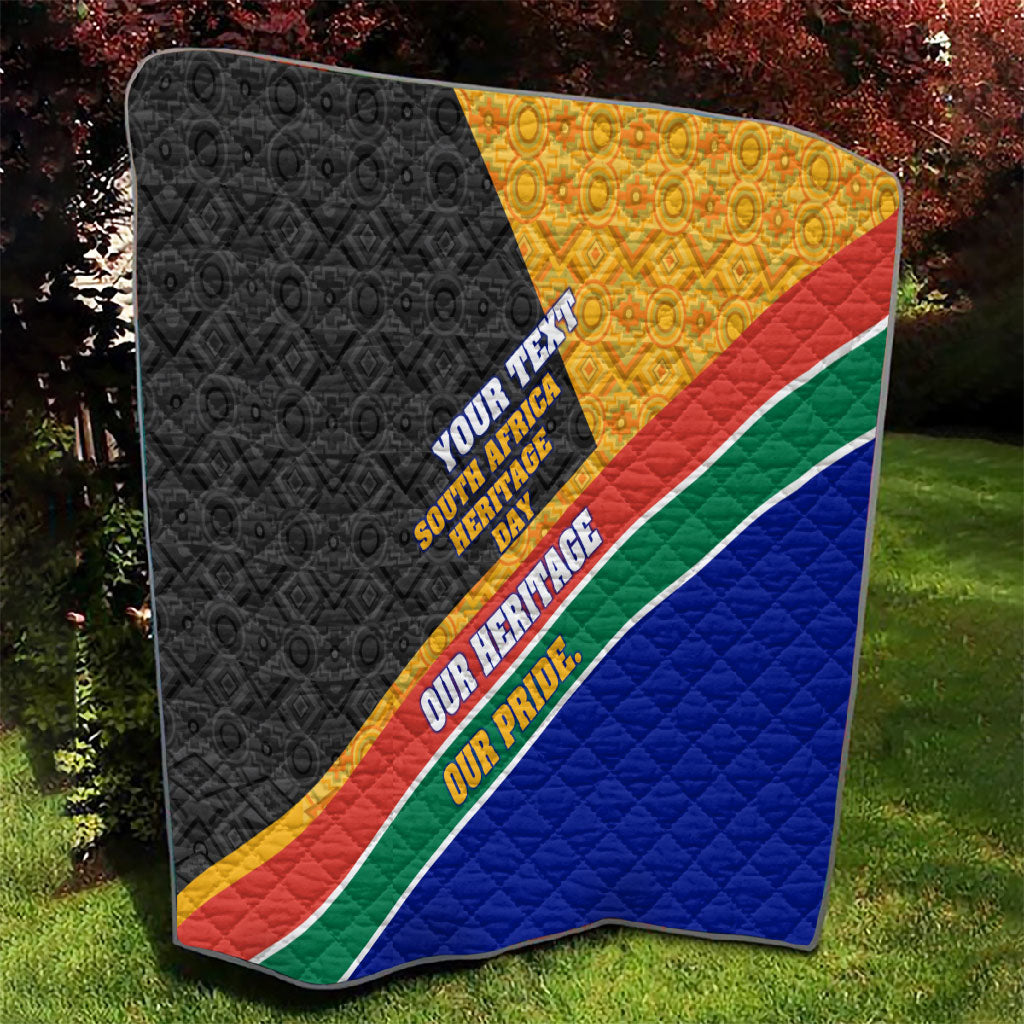 Personalized South Africa Heritage Day Quilt One Nation Many Stories Geometric Flag Pattern
